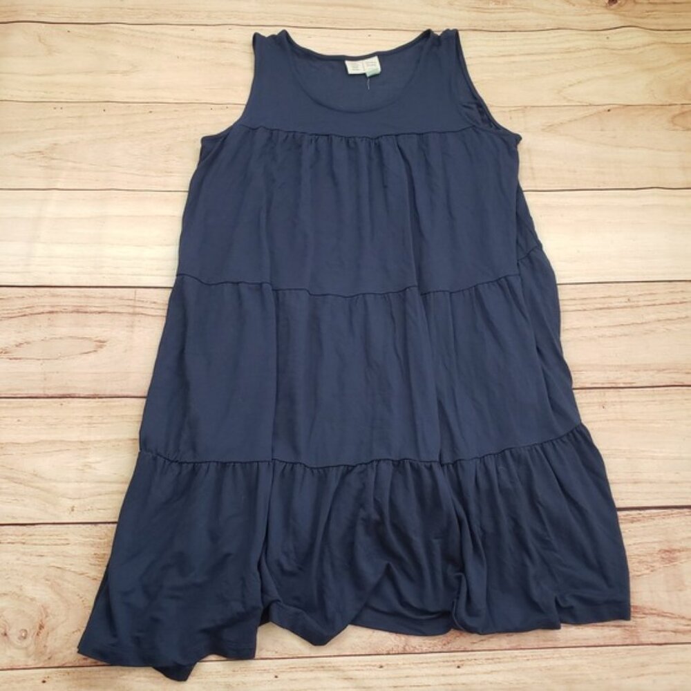 Saturday Sunday Anthropologie Tiered Dress Womens Large Blue Sleeveless Casual